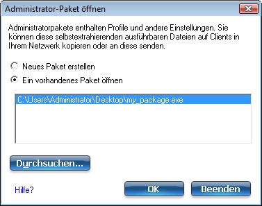 Vorhandenes Paket ffnen