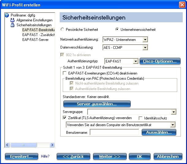 EAP-FAST-Bereitstellung