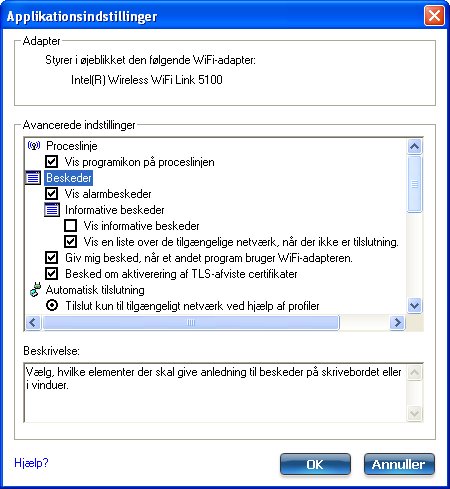 applikationsindstillinger