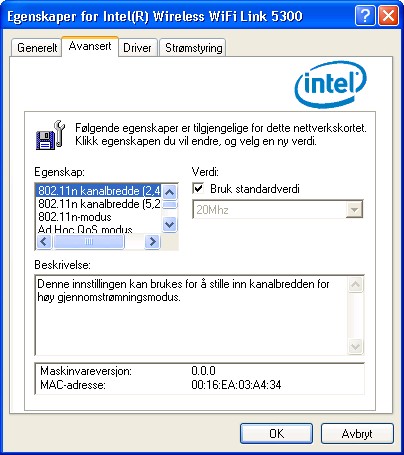adapterinnstillinger