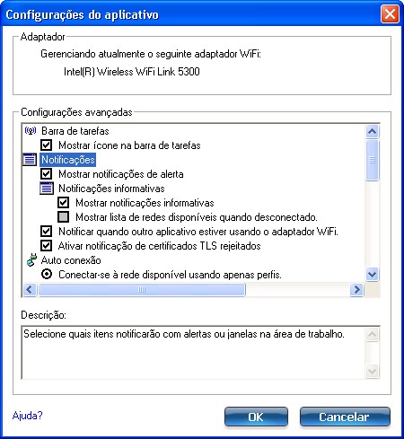 configuraes do aplicativo