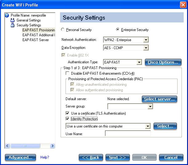 eapfast provisioning