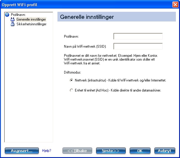 generelle innstillinger