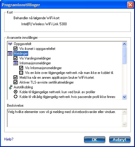 applikasjonsinnstillinger
