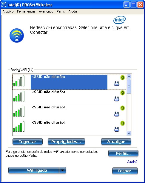 selecione a rede